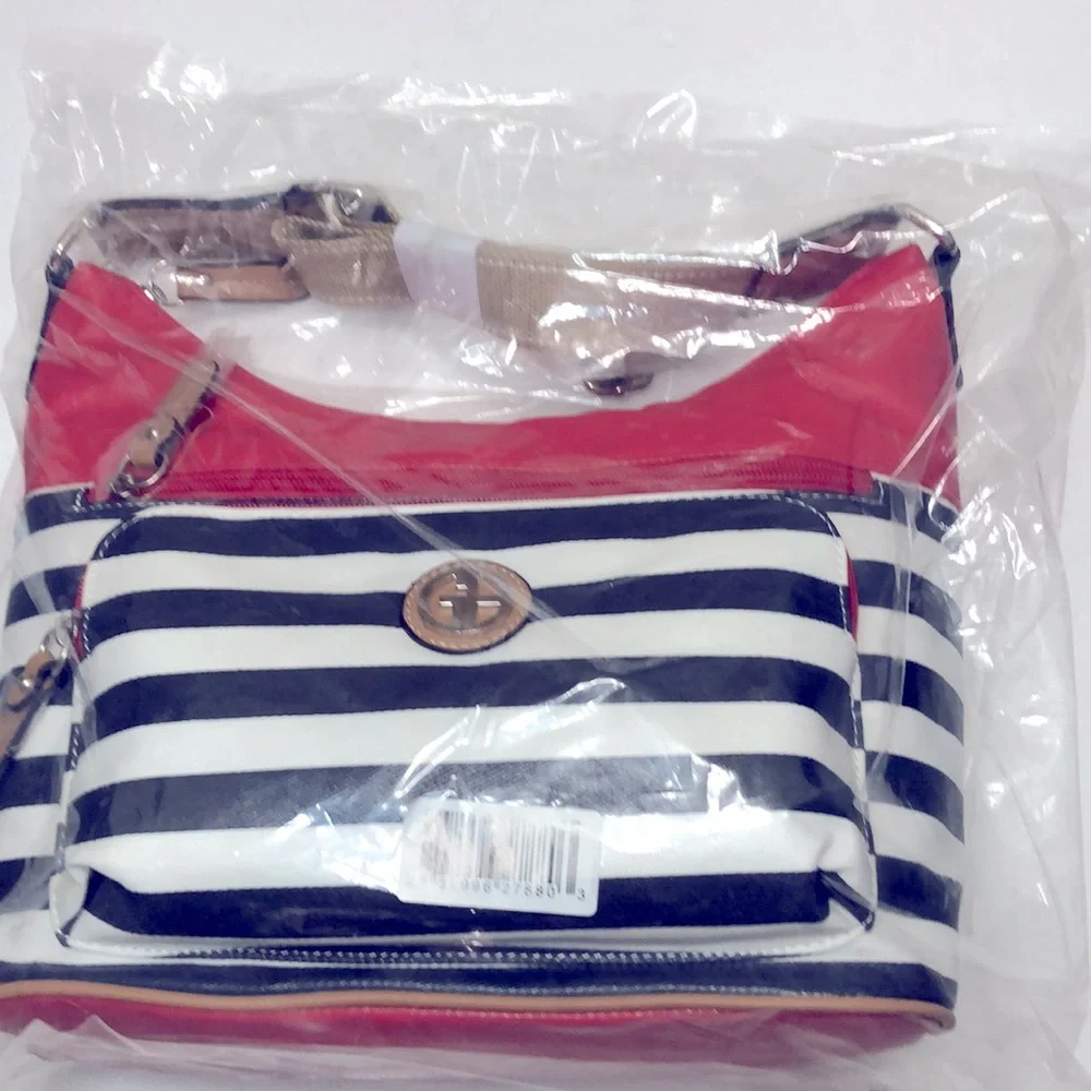 NWT GIANI BERNINI CANVAS STRIPE HOBO SHOULDER CROSSBODY